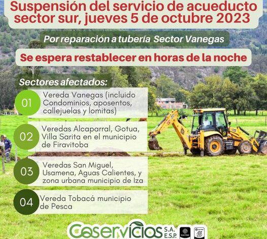 Suspensión del acueducto